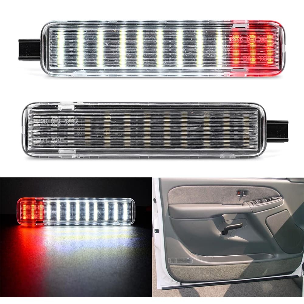 LED Courtesy Door Projector Light Replacement for 2003-2007 GM Chevy Silverado Tahoe GMC Sierra Suburban Escalade 18-SMD Led Footwell Step Light Assembly CAN-bus Error Free OEM 15021518