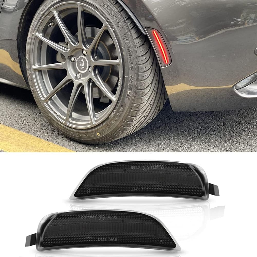 LED Side Marker Lights for 2016-up Mazda MX-5 Miata ND Amber Front & Rear Red Marker Lights Replace OEM Sidemarker Lamps Smoke/Clear Lens