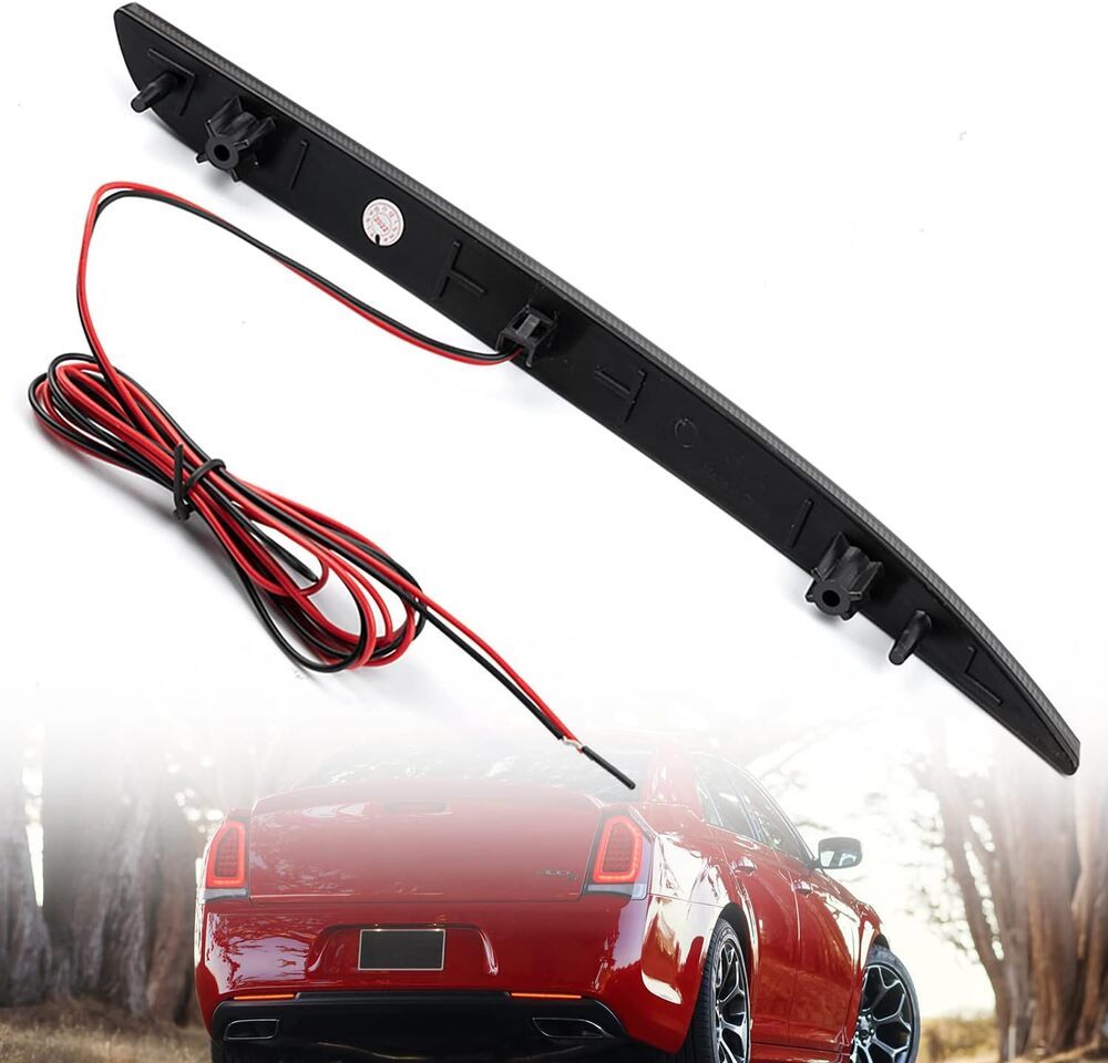 LED Rear Bumper Reflector Lights for 2015-2022 Chrysler 300 300C 300S Red Led Tail Driving Parking Lamps 88-SMD LED Reflector Upgrade Light Kit Smoked Lens