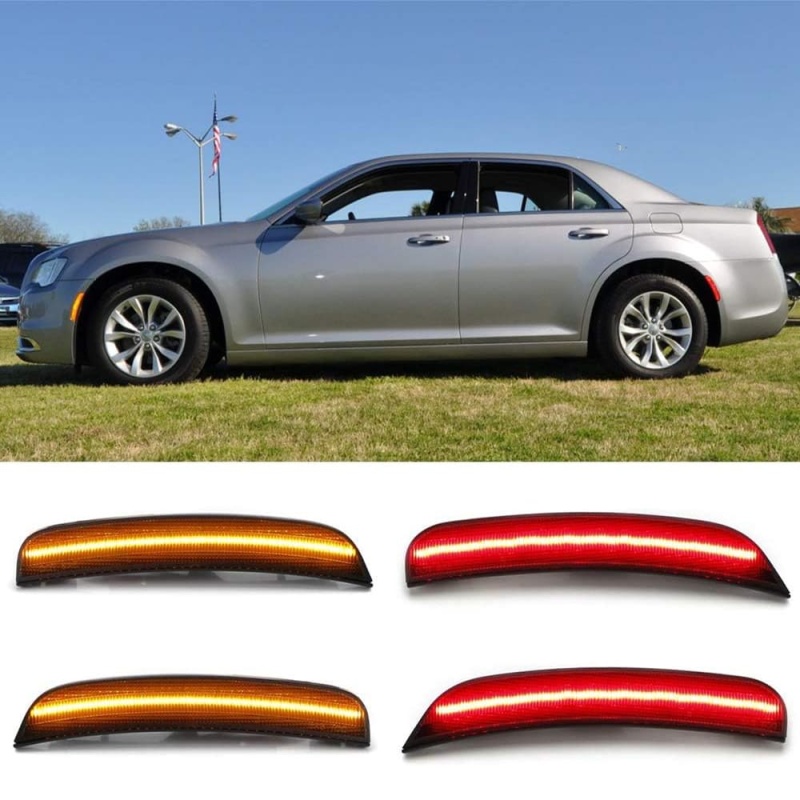 LED Side Marker Lights for Chrysler 300 2015 2016 2017 2018 2019 2020 2021 2022 2023 Amber Red Marker Lights Smoke/Clear Lens