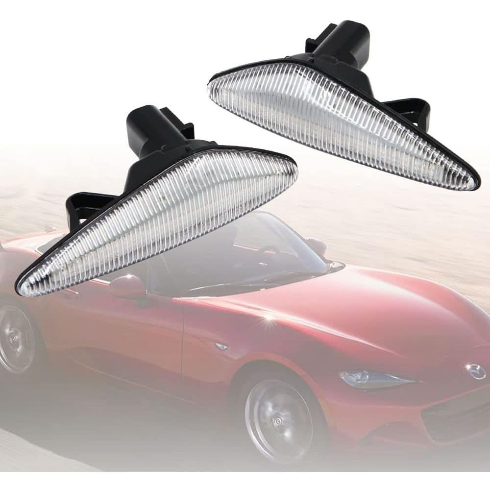 LED Side Marker Lights for 2016-up Mazda MX-5 ND 2009-2012 RX-8 Amber Front Fender Marker Lights Smoke/Clear Lens