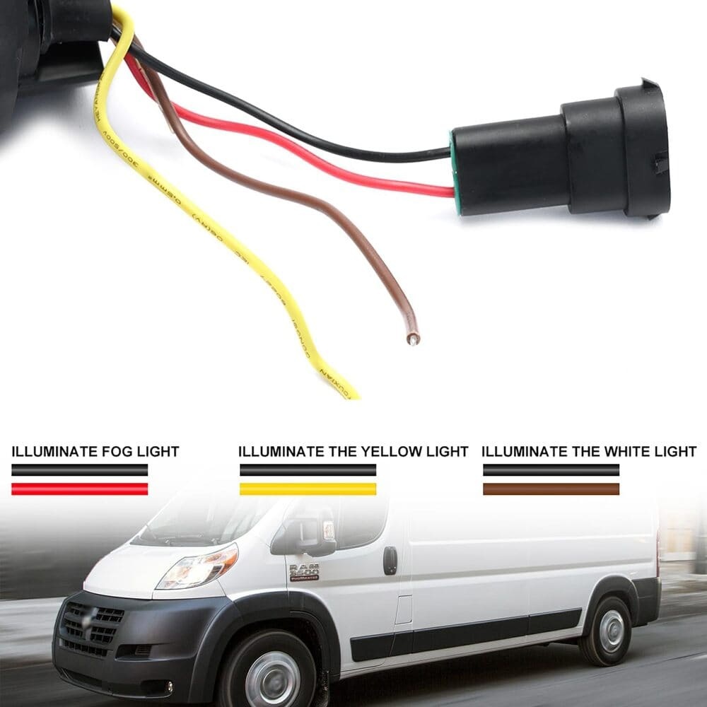Led Fog Lamp Assembly Replacement for Ram Promaster 1500 2500 3500 2014-2023 Switchback Amber White DRL Signal Driving Lamps 12V Led DRL Fog Light Kit