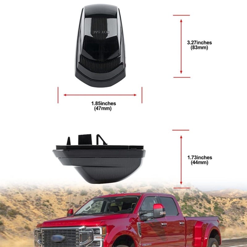 LED Cab Marker Lights Compatible w/ Ford F250 F350 Super Duty 2017 2018 2019 2020 2021 2022 White Front Roof Mounted Cab Light Kit Smoked Lens OEM Fit Roof Running Cab Marker Lamps for Pickup Trucks