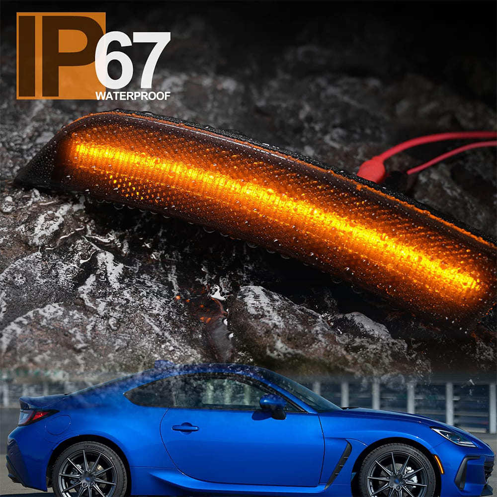 Led Side Marker Lights Replacement for 2022 2023 Subaru BRZ ZD8 2022-up Toyota GR86 ZN8 JDM Style Amber Led Front Bumper Side Marker Reflector Signal Light Kit LH RH Smoked Lens Sidemarkers