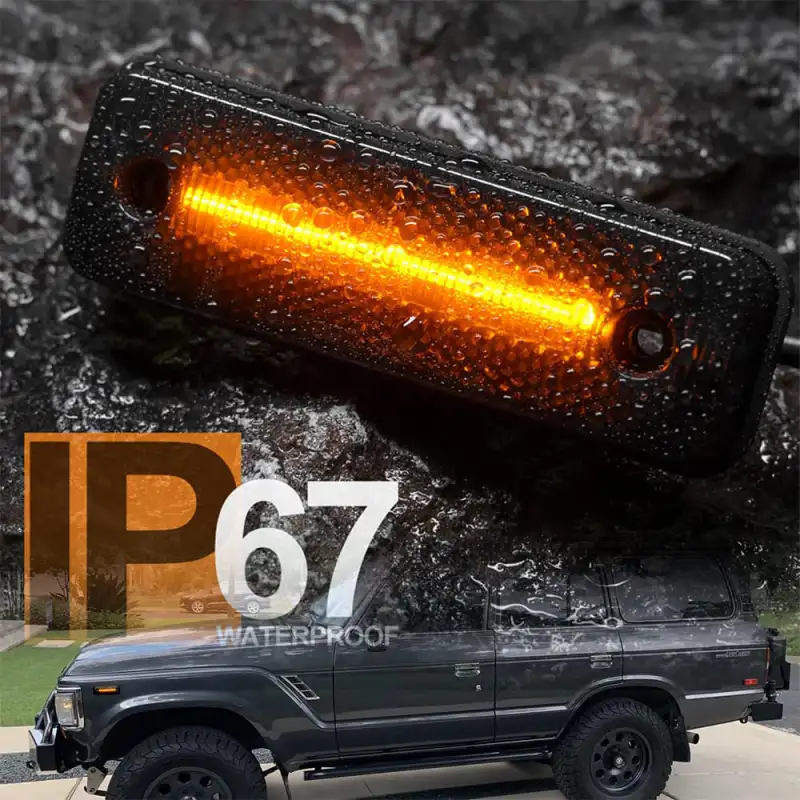 Led Side Marker Lights Replacement for 1981-1990 Land Cruiser 79-83 Toyota Pickup Trucks Amber Led Front Fender Side Marker Turn Signal Light Kit LH RH Smoked Lens OEM 8174014110