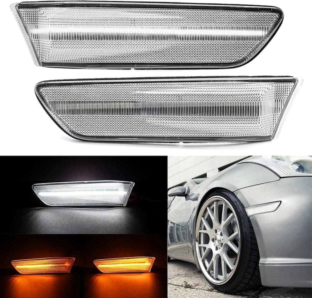Amber White Switchback Led Side Marker Lights for 2003-2007 Infiniti G35 Coupe Skyline V35 Clear Lens Front Bumper Side Marker w/Sequential