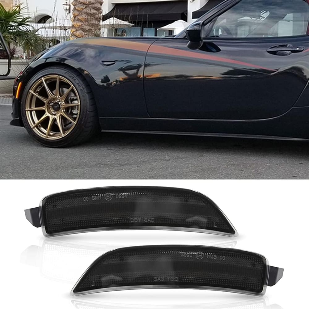 LED Side Marker Lights for 2016-up Mazda MX-5 Miata ND Amber Front & Rear Red Marker Lights Replace OEM Sidemarker Lamps Smoke/Clear Lens