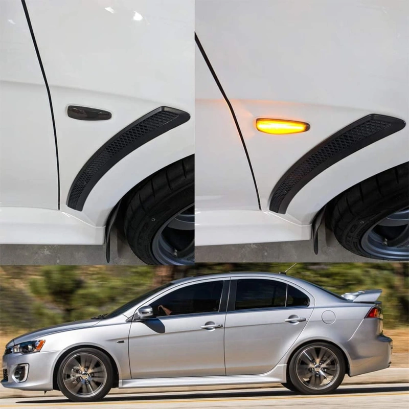 Amber LED Side Marker Light for Mitsubishi Lancer Evolution X Mirage Outlander Sport Front Side Fender Turn Signal Repeater Marker Lamps Smoke/Clear Lens