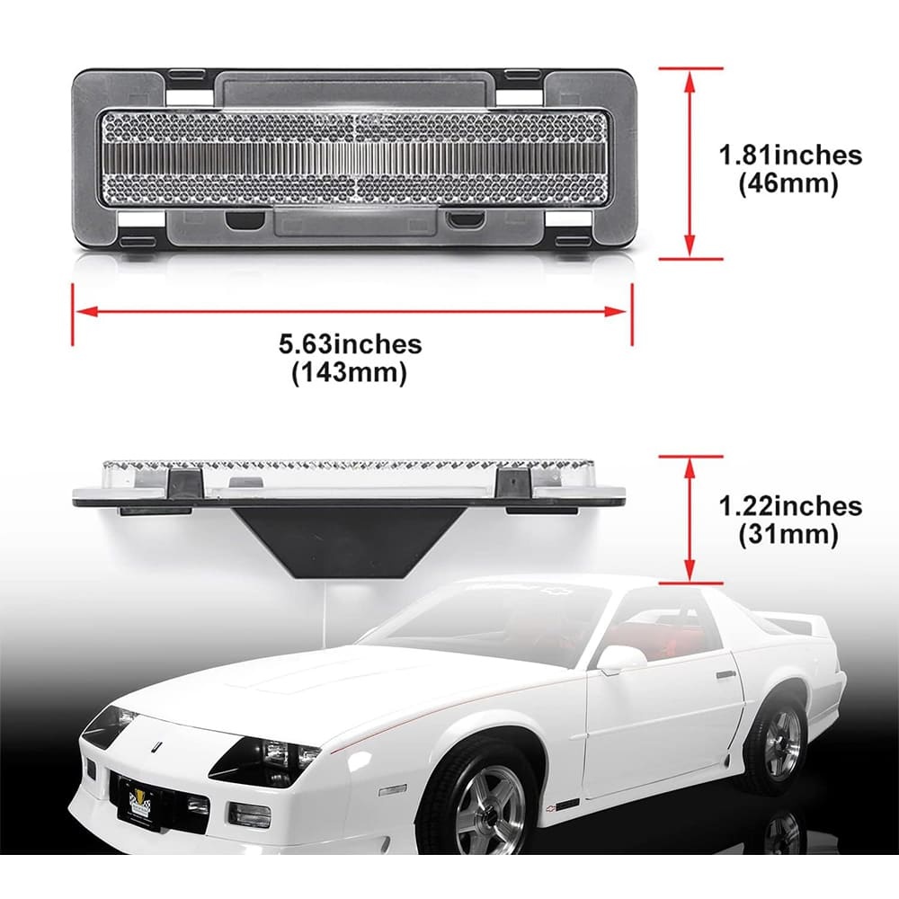 Front Side Marker Light Housings Compatible w/ 82-92 Chevy Camaro Euro Smoked Lens Front Bumper Side Signal Parking Marker Lamps Covers OEM-Fit Replacement