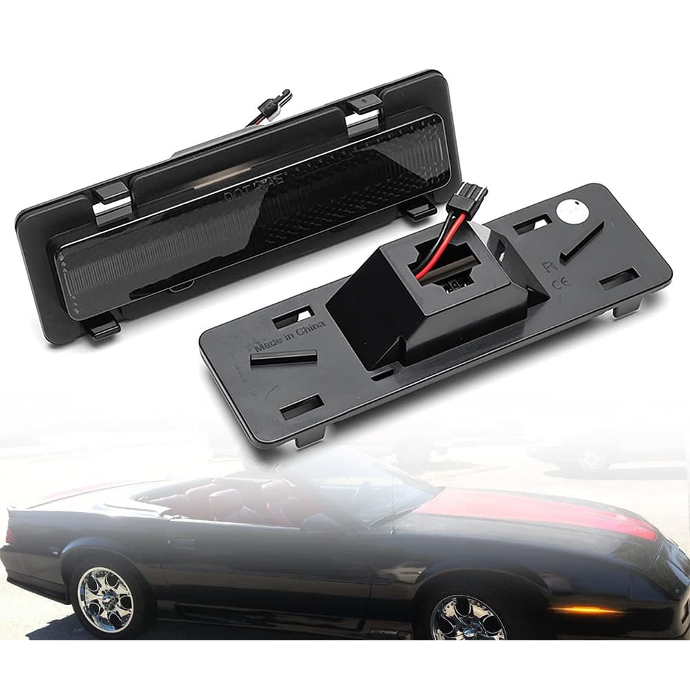 LED Front Side Marker Lights Replacement for 82-92 Chevy Camaro Euro Amber Led Bumper Side Signal Parking Marker Lights Smoke/Clear Lens