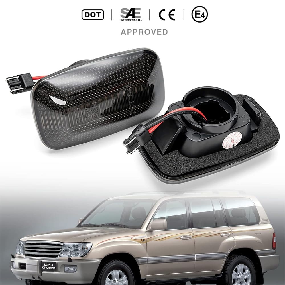 Sequential Amber LED Side Marker Lights for 1998-2007 Land Cruiser 100 Series Prado 90 Series, Front Fender Led Turn Signal Indicator Blinker Lamps OEM Replacement