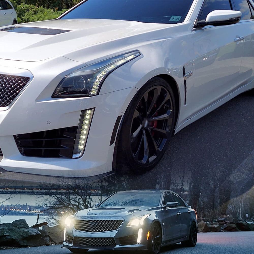 Amber LED Side Marker Lights for Cadillac ATS CTS 15-19 Camaro 16-up Smoke Lens Led Front Bumper Side Marker Lamps OEM Replacement