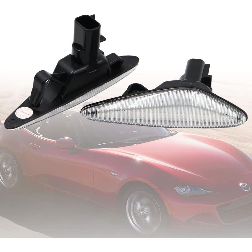 LED Side Marker Lights for 2016-up Mazda MX-5 ND 2009-2012 RX-8 Amber Front Fender Marker Lights Smoke/Clear Lens