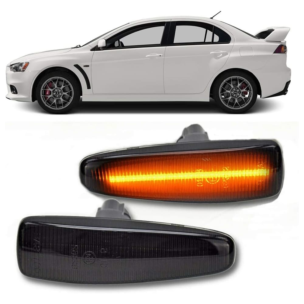 Amber LED Side Marker Light for Mitsubishi Lancer Evolution X Mirage Outlander Sport Front Side Fender Turn Signal Repeater Marker Lamps Smoke/Clear Lens