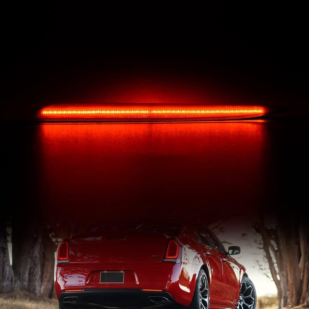 LED Rear Bumper Reflector Lights for 2015-2022 Chrysler 300 300C 300S Red Led Tail Driving Parking Lamps 88-SMD LED Reflector Upgrade Light Kit Smoked Lens