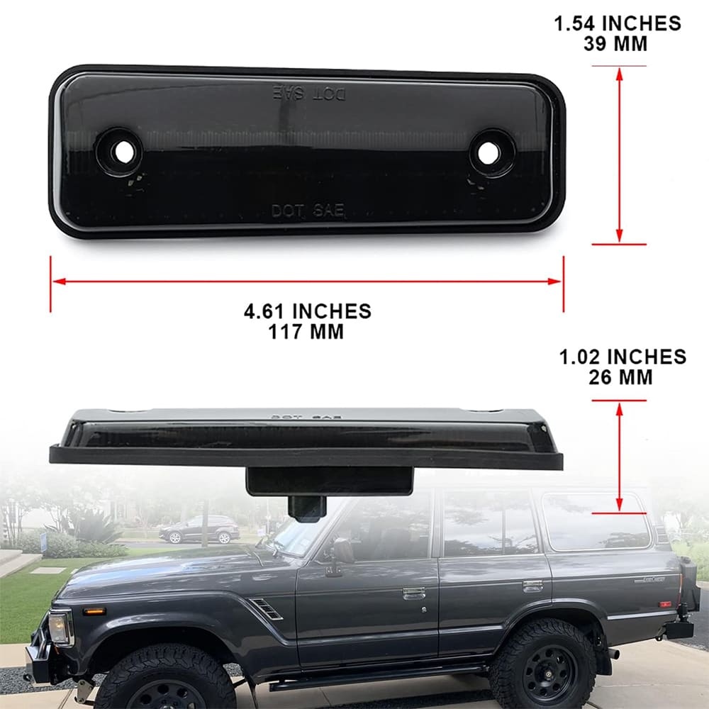 Led Side Marker Lights Replacement for 1981-1990 Land Cruiser 79-83 Toyota Pickup Trucks Amber Led Front Fender Side Marker Turn Signal Light Kit LH RH Smoked Lens OEM 8174014110