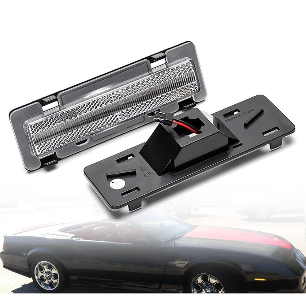 LED Front Side Marker Lights Replacement for 82-92 Chevy Camaro Euro Amber Led Bumper Side Signal Parking Marker Lights Smoke/Clear Lens