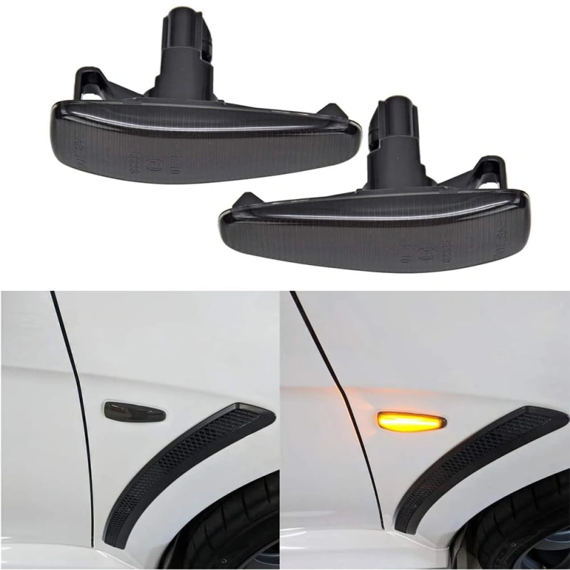 Amber LED Side Marker Light for Mitsubishi Lancer Evolution X Mirage Outlander Sport Front Side Fender Turn Signal Repeater Marker Lamps Smoke/Clear Lens