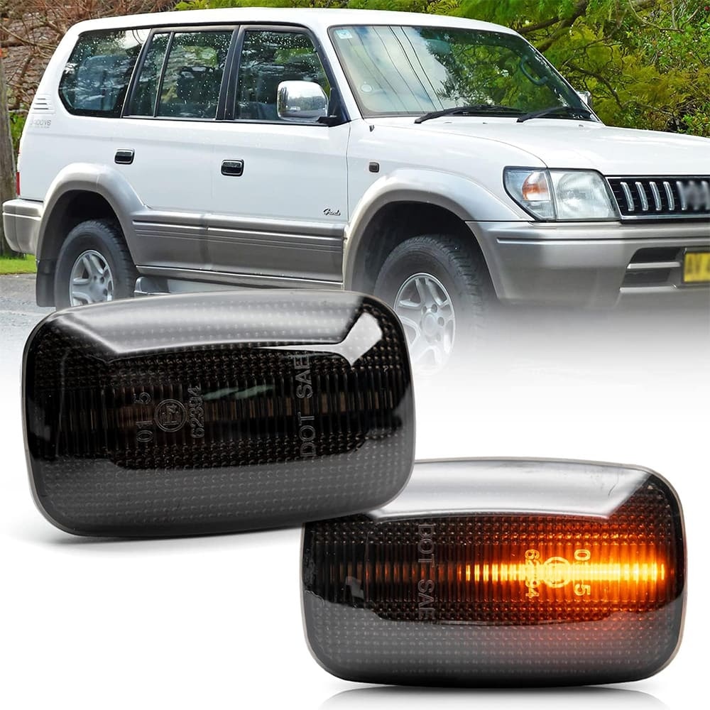 Sequential Amber LED Side Marker Lights for 1998-2007 Land Cruiser 100 Series Prado 90 Series, Front Fender Led Turn Signal Indicator Blinker Lamps OEM Replacement