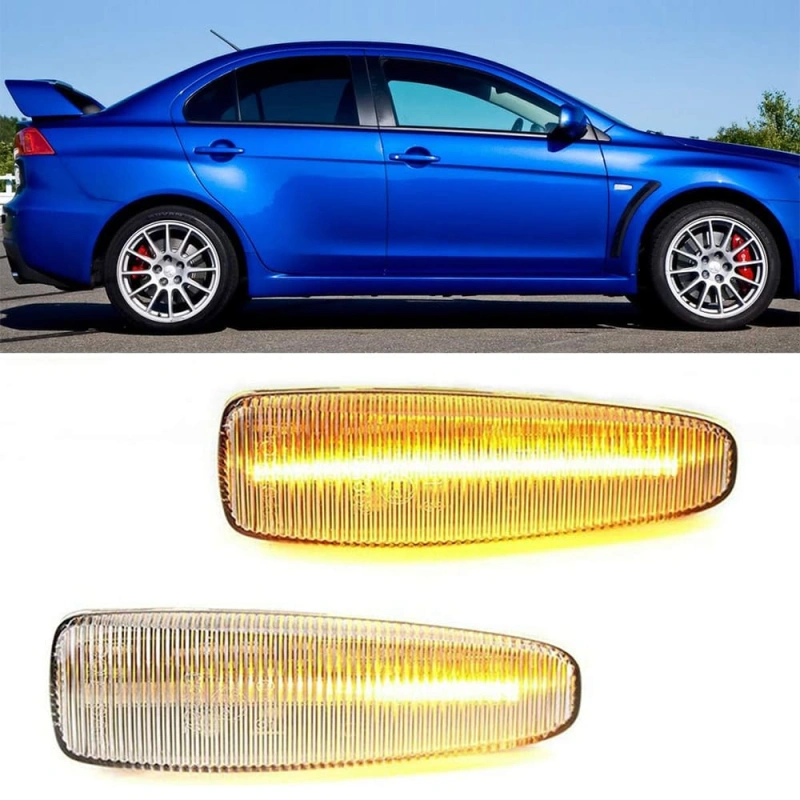 Sequential Amber LED Side Marker Light for Mitsubishi Lancer Evolution X Mirage Outlander Sport Front Side Fender Turn Signal Repeater Lamps Smoke/Clear Lens