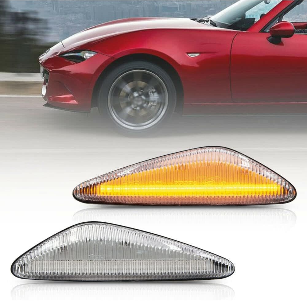 LED Side Marker Lights for 2016-up Mazda MX-5 ND 2009-2012 RX-8 Amber Front Fender Marker Lights Smoke/Clear Lens