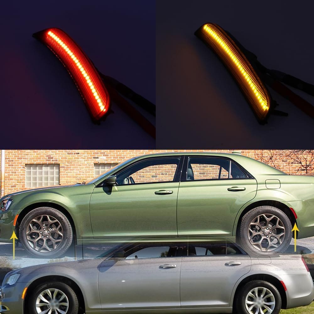 LED Side Marker Lights for Chrysler 300 2015 2016 2017 2018 2019 2020 2021 2022 2023 Amber Red Marker Lights Smoke/Clear Lens