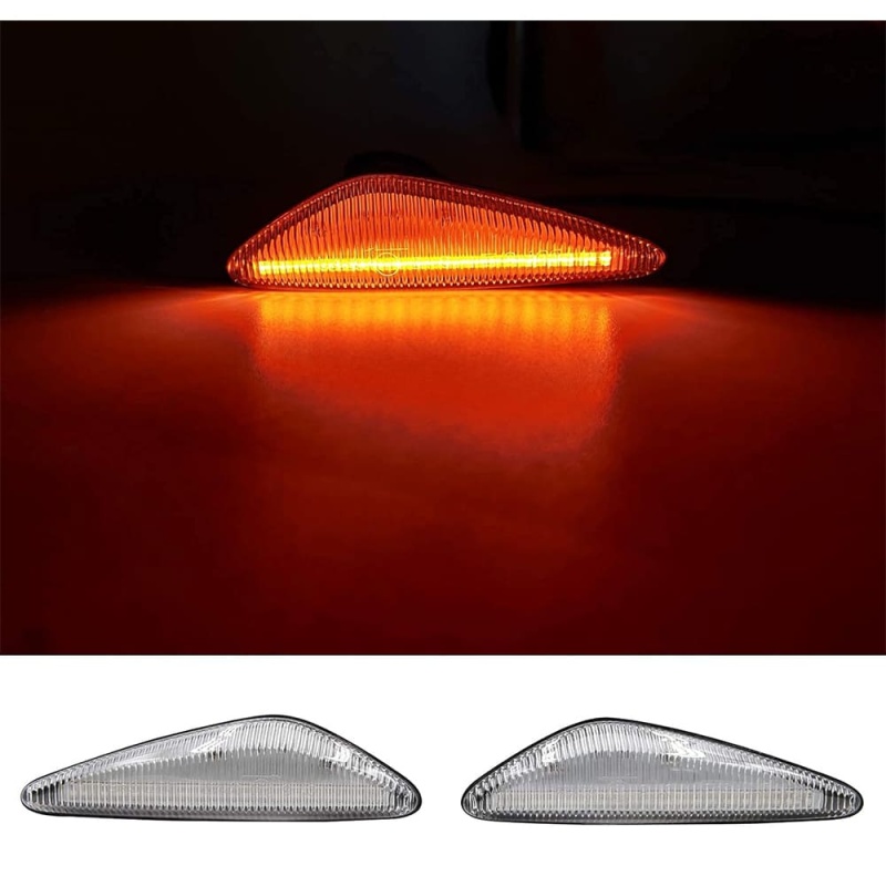 Sequential Amber LED Side Marker Lights for 2016-up Mazda MX-5 ND 2009-2012 RX-8 Front Fender Marker Lights Blinker Replace OEM Lamps Smoke/Clear Lens