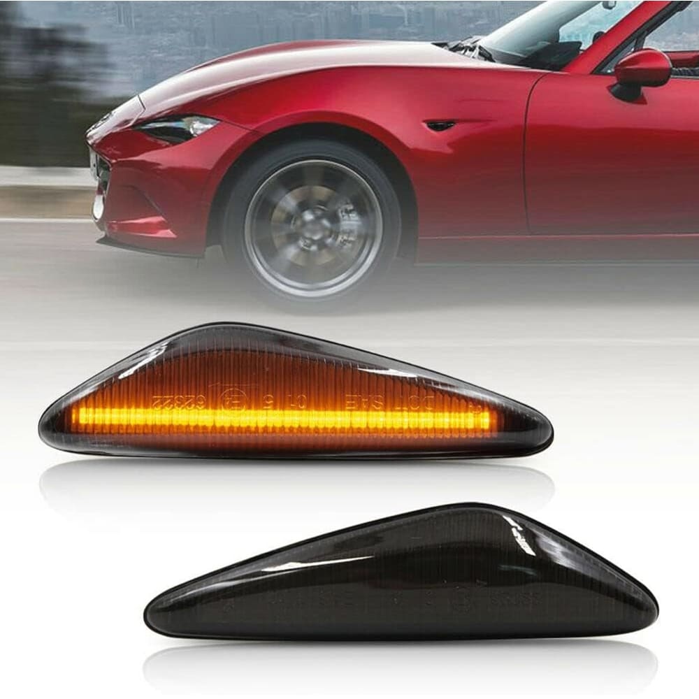 LED Side Marker Lights for 2016-up Mazda MX-5 ND 2009-2012 RX-8 Amber Front Fender Marker Lights Smoke/Clear Lens