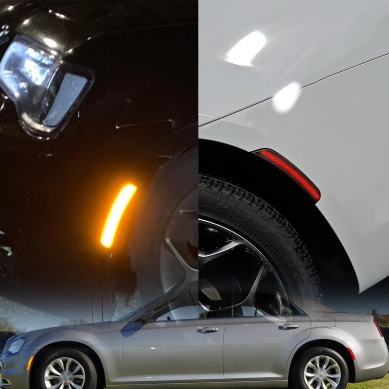 LED Side Marker Lights for Chrysler 300 2015 2016 2017 2018 2019 2020 2021 2022 2023 Amber Red Marker Lights Smoke/Clear Lens