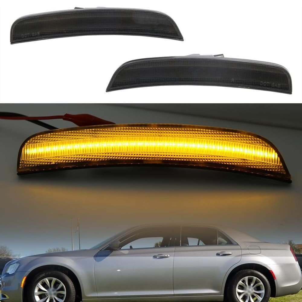 LED Side Marker Lights for Chrysler 300 2015 2016 2017 2018 2019 2020 2021 2022 2023 Amber Red Marker Lights Smoke/Clear Lens