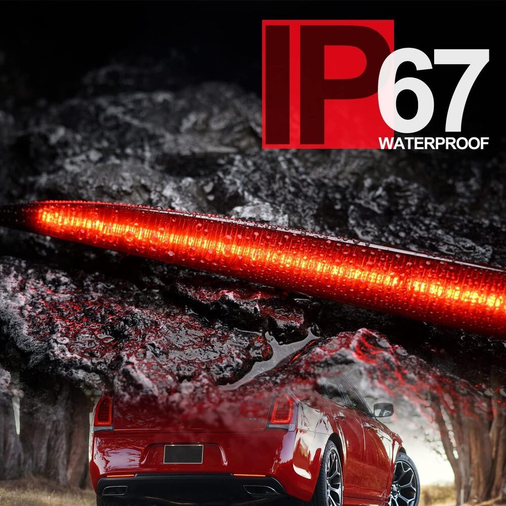 LED Rear Bumper Reflector Lights for 2015-2022 Chrysler 300 300C 300S Red Led Tail Driving Parking Lamps 88-SMD LED Reflector Upgrade Light Kit Smoked Lens