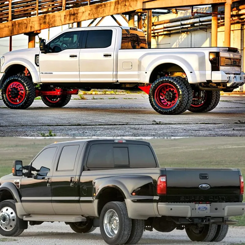 Wheel Fender Side Marker Lights for 1999-2010 Ford F350 F450 Double Wheel Amber Red Trunk Bed Fender Markers 48 SMD Smoked Lens Replace OEM Sidemarker Lamps