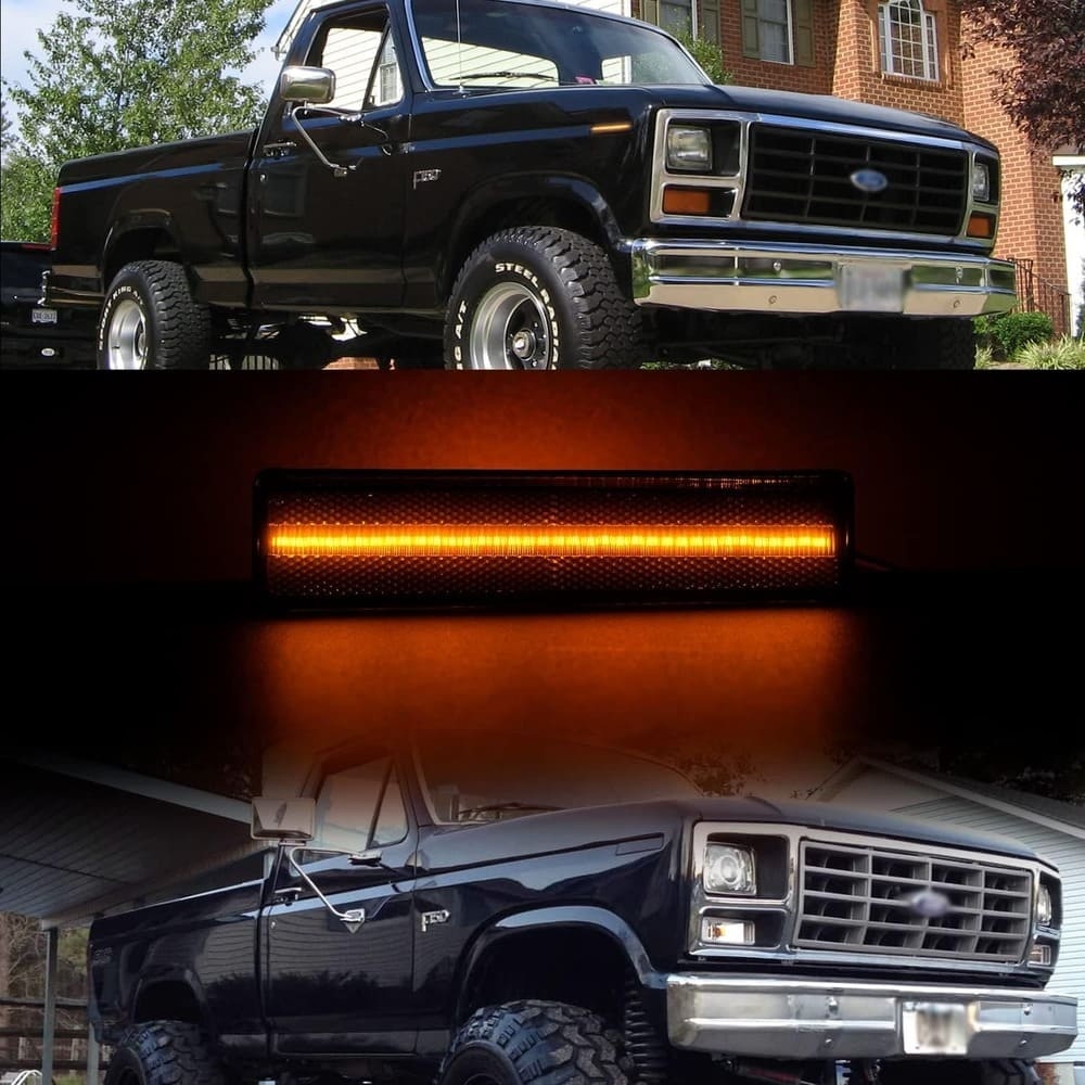 Led Side Marker Lights Replacement for 1980-1986 Ford Bronco F150 F250 F350 Amber Led Front Fender Side Marker Turn Signal Lights Kit Smoke Lens