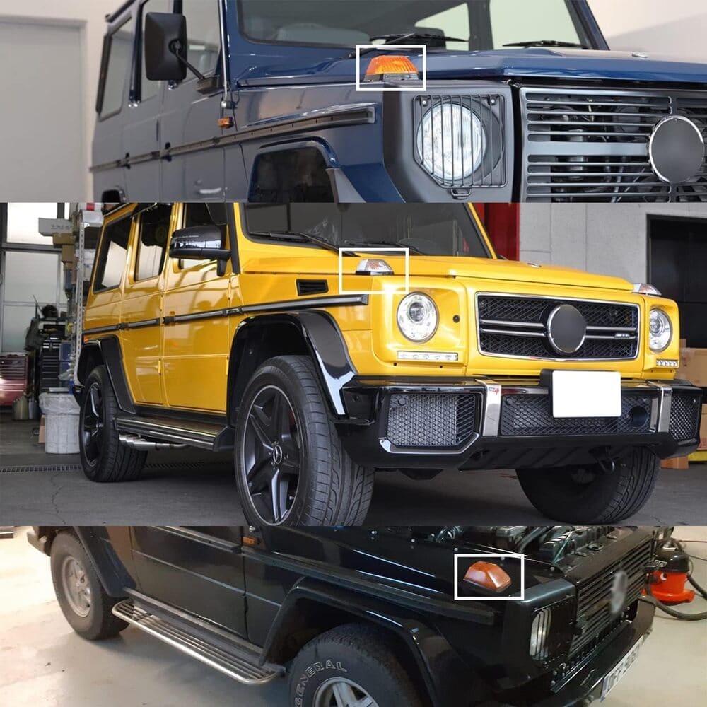 Front Turn Signal Light Housings Compatible Mercedes G-class Benz W463 G55 G63 AMG Euro Side Wing Signal Blinker Parking Marker Lamp Covers Clear/Smoked Lens