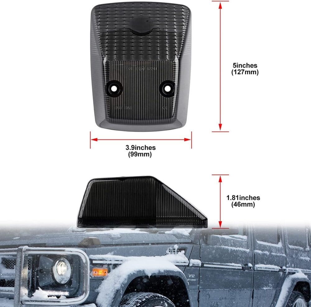 Front Turn Signal Light Housings Compatible Mercedes G-class Benz W463 G55 G63 AMG Euro Side Wing Signal Blinker Parking Marker Lamp Covers Clear/Smoked Lens