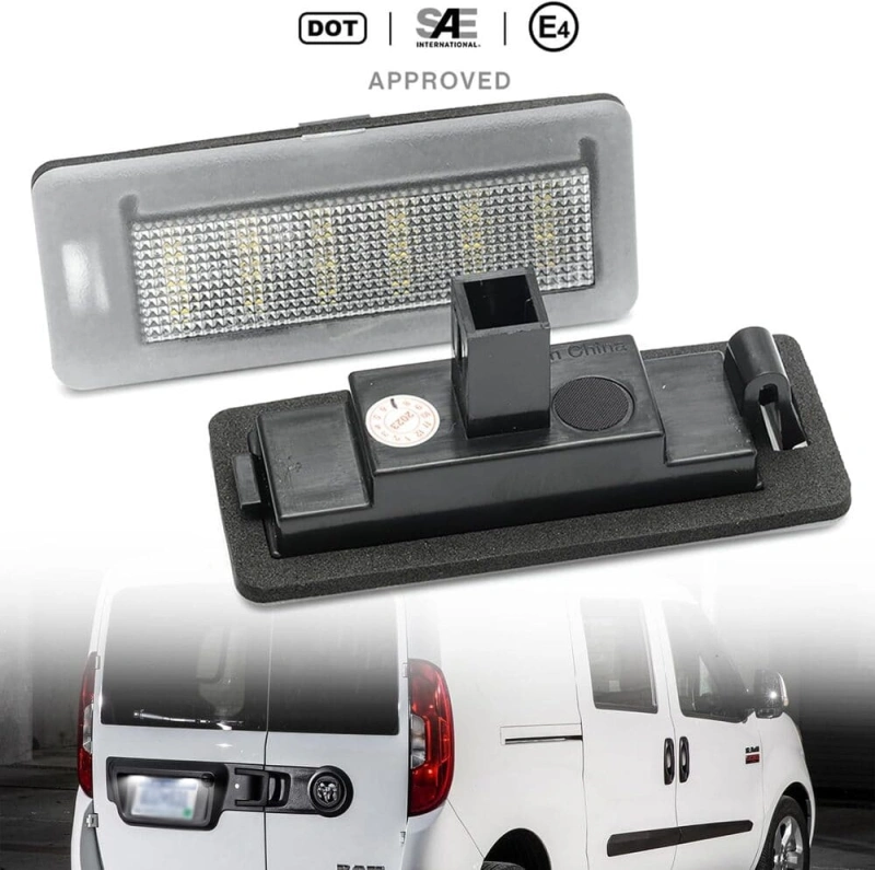 LED License Plate Lights Replacement for 2015-2022 Ram Promaster City OEM Led Number Lamps Assembly 6000K 18-SMD Led Xenon White Rear Tag Light Kit Canbus Error Free