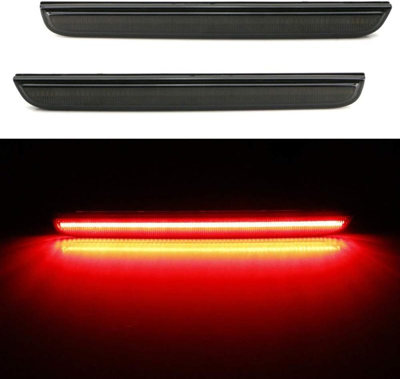 LED Rear Bumper Reflector Lights for 2015-2022 Dodge Challenger Smoked Lens Red Tail Lamps 80-SMD LED Reflector Light Kit