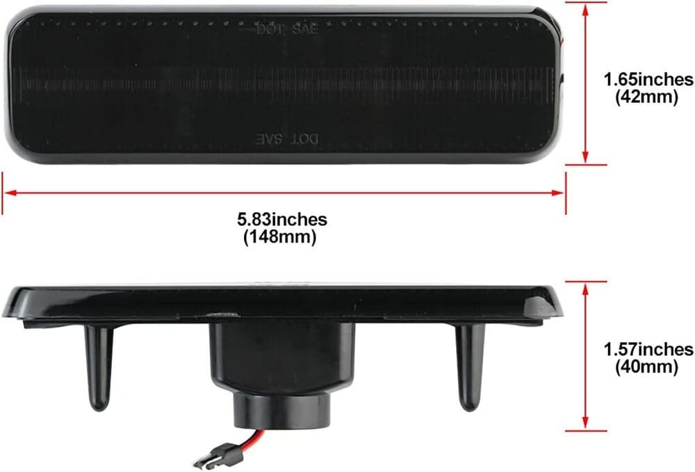 LED Front Side Marker Lights Replacement for 1981-1993 Dodge Ram D150 D250 D350 W250 Pickup Ramcharger, Smoke Lens Amber Led Pair Driver Passenger Side Turn Signal Parking Light Kit 3587436
