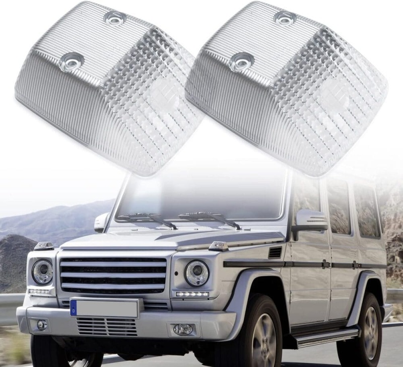 Front Turn Signal Light Housings Compatible Mercedes G-class Benz W463 G55 G63 AMG Euro Side Wing Signal Blinker Parking Marker Lamp Covers Clear/Smoked Lens