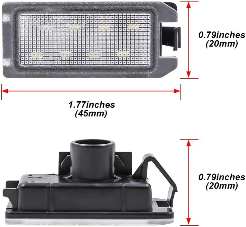 LED License Plate Light Assembly for Fiat 500 2013-2019, OEM Replacement 6000K Xenon White 8-SMD Error Free Led Tag Lights
