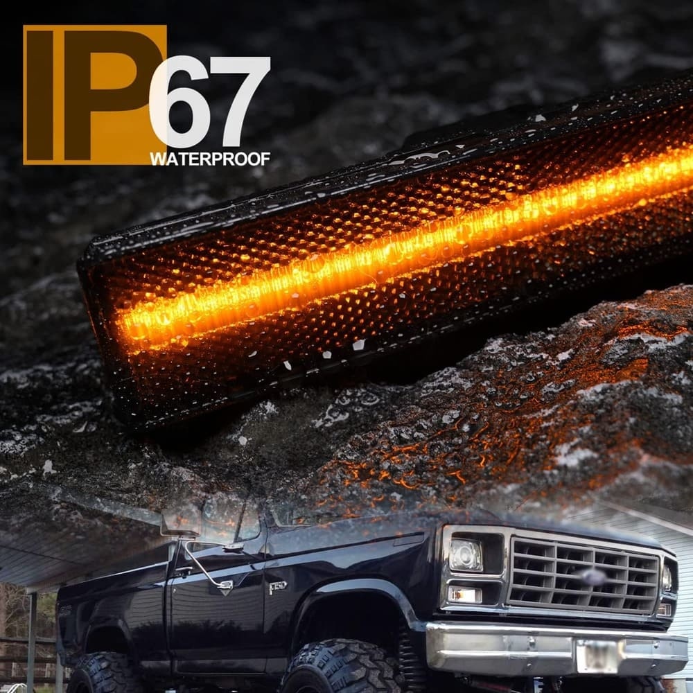 Led Side Marker Lights Replacement for 1980-1986 Ford Bronco F150 F250 F350 Amber Led Front Fender Side Marker Turn Signal Lights Kit Smoke Lens