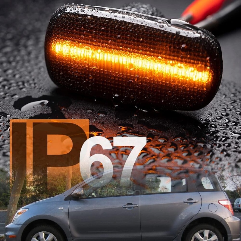 Sequential Amber LED Turn Signal Lights for 2004 2005 2006 Scion XA XB, Front Fender Led Side Marker Turn Signal Repeater Indicator Blinker Lamps OEM Replacement Smoked Lens