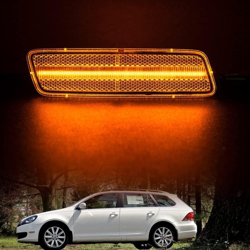 LED Front Side Marker Lights Replacement for 2010-2014 VW Golf TDI Jetta MK6,  Amber Led Fender Side Markers Reflector Lights Smoked/Clear Lens