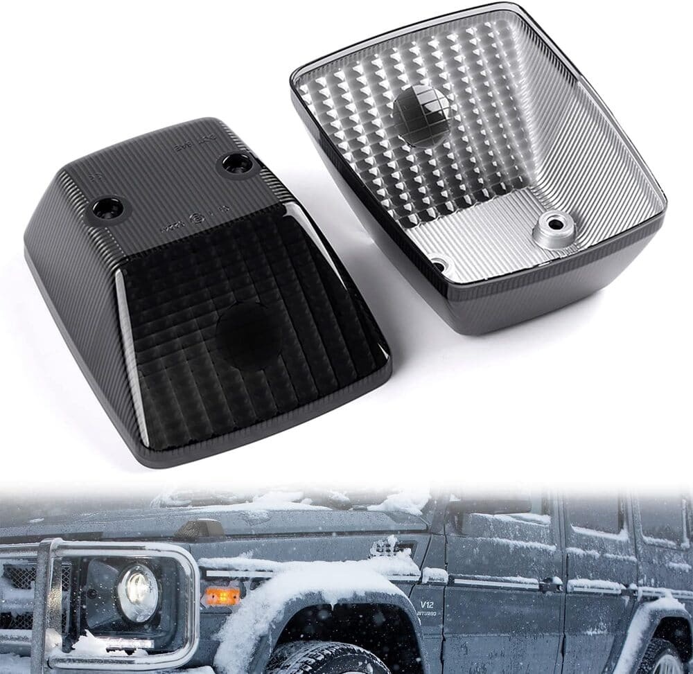 Front Turn Signal Light Housings Compatible Mercedes G-class Benz W463 G55 G63 AMG Euro Side Wing Signal Blinker Parking Marker Lamp Covers Clear/Smoked Lens