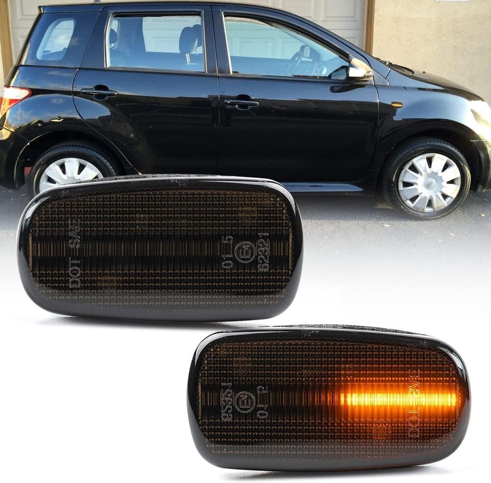 Sequential Amber LED Turn Signal Lights for 2004 2005 2006 Scion XA XB, Front Fender Led Side Marker Turn Signal Repeater Indicator Blinker Lamps OEM Replacement Smoked Lens