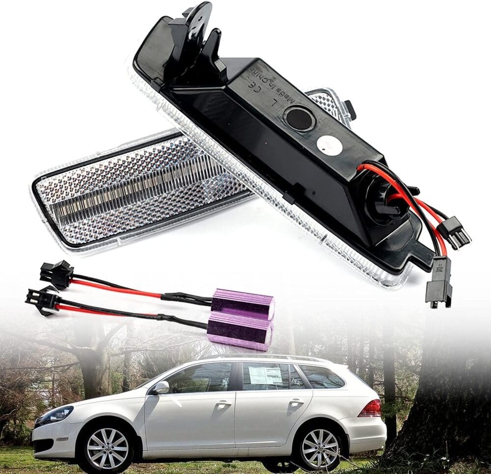 LED Front Side Marker Lights Replacement for 2010-2014 VW Golf TDI Jetta MK6,  Amber Led Fender Side Markers Reflector Lights Smoked/Clear Lens