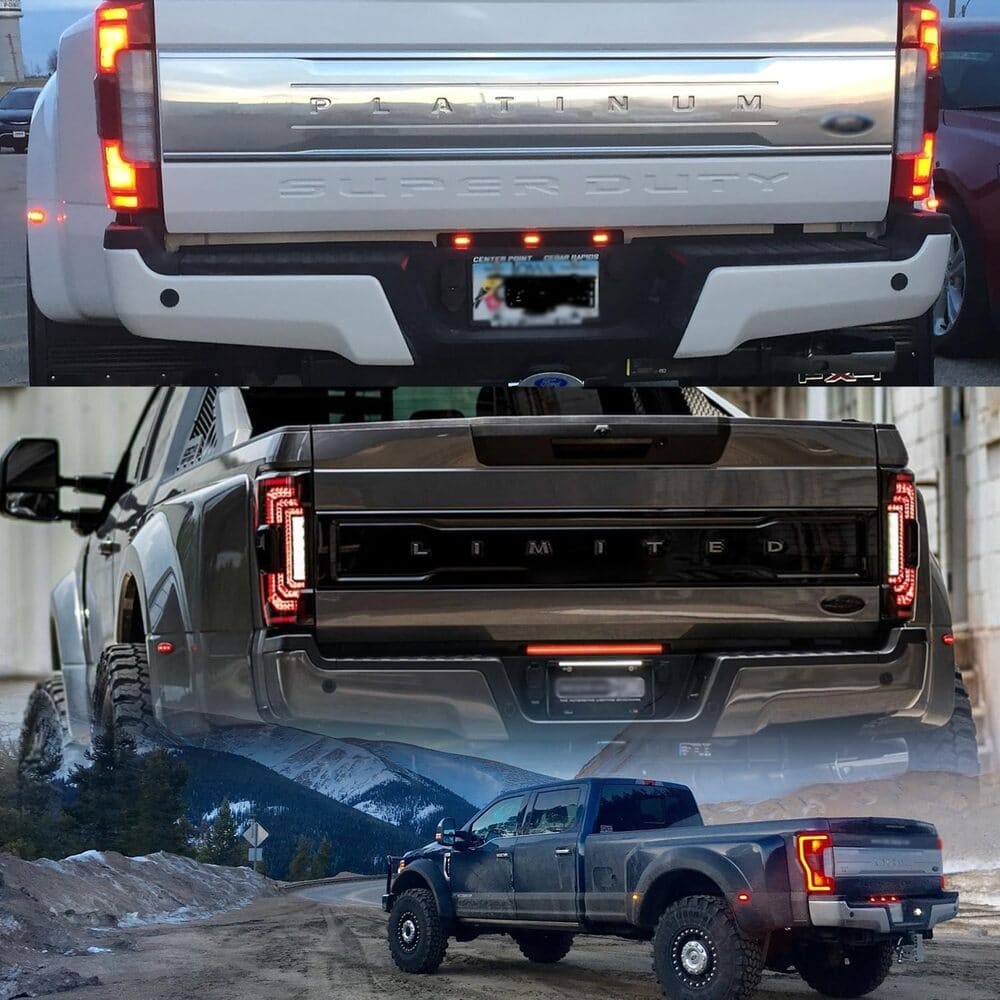 Led Tailgate Light Bar Replacement for 2017-2023 Ford F350 F450 F550 Dually DRW Bright Red 54-SMD LED Rear Brake ID Lamp Smoked Lens OEM #HC3Z13A613B