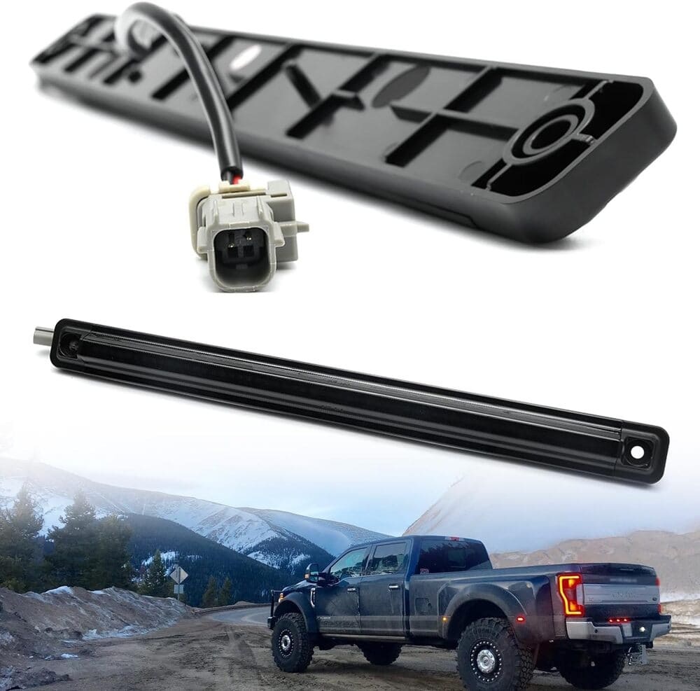 Led Tailgate Light Bar Replacement for 2017-2023 Ford F350 F450 F550 Dually DRW Bright Red 54-SMD LED Rear Brake ID Lamp Smoked Lens OEM #HC3Z13A613B
