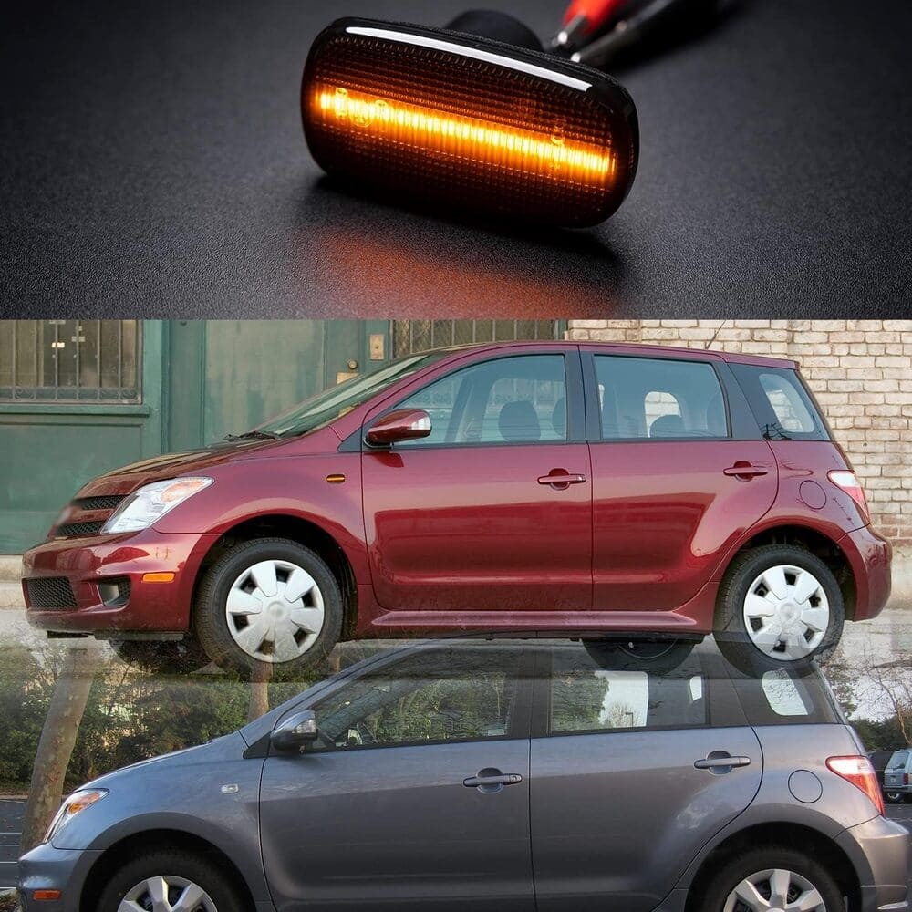 Sequential Amber LED Turn Signal Lights for 2004 2005 2006 Scion XA XB, Front Fender Led Side Marker Turn Signal Repeater Indicator Blinker Lamps OEM Replacement Smoked Lens