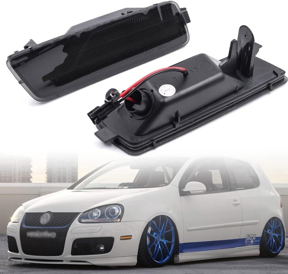 Front Bumper Amber Led Side Marker Lights Compatible VW 2005-2010 MK5 Jetta Golf GTI R32 Smoked Lens Side Lights OEM Sidemarker Replacement